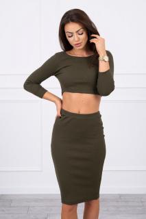 Dámska súprava blúzky a sukne 9084 - khaki - Uni