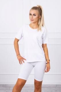 Dámska súprava top+ krátke legíny 9099 - biela - Uni