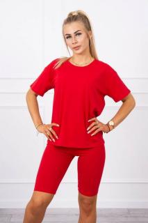 Dámska súprava top+ krátke legíny 9099 - červená - Uni