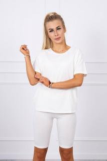 Dámska súprava top+ krátke legíny 9099 - ecru - Uni