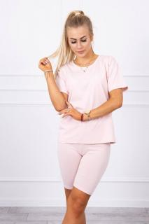 Dámska súprava top+ krátke legíny 9099 - púdrovo ružová - Uni