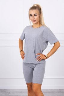 Dámska súprava top+ krátke legíny 9099 - sivá - Uni