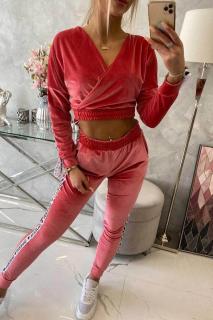 Dámska velúrová súprava s nápisom Queen 67803 - malinová - Uni