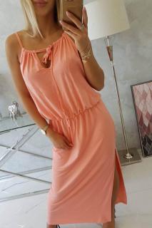Dámske boho šaty 8893 - lososové - Uni