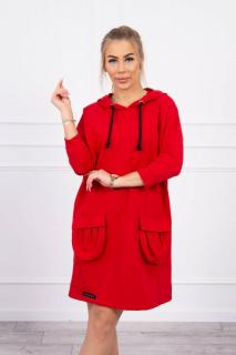 Dámske mikinové šaty 9350 - červené - Uni