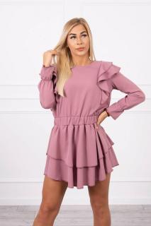 Dámske riasené šaty 66047 - tmavoružové - Uni