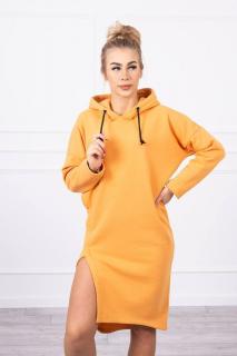 Dámske šaty s kapucňou 9168 - broskyňové - Uni
