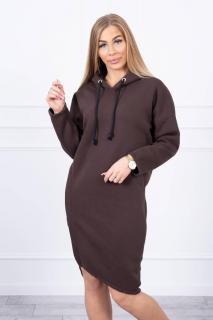 Dámske šaty s kapucňou 9168 - hnedé - Uni