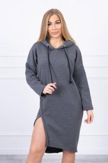 Dámske šaty s kapucňou 9168 - tmavosivé - Uni