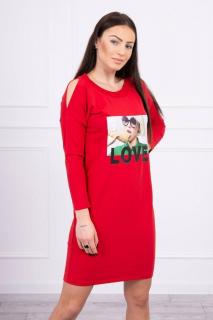 Dámske šaty s potlačou 66857 - červené - Uni