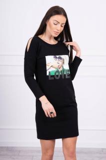 Dámske šaty s potlačou 66857 - čierne - Uni