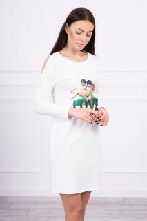 Dámske šaty s potlačou 66857 - ecru - Uni