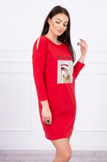 Dámske šaty s potlačou 66858 - červené - Uni