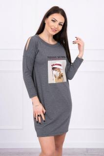 Dámske šaty s potlačou 66858 - grafitové - Uni