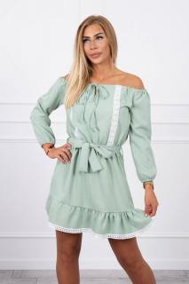 Dámske šaty s rovným výstrihom 66046 - svetlozelené - Uni
