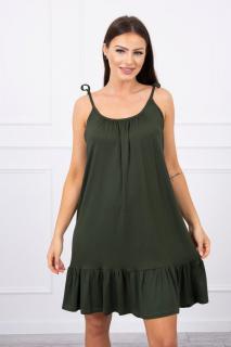 Dámske šaty s tenkými ramienkami 9080 - kaki - Uni