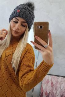 Grafitová pletená dámska čiapka K165 - Uni