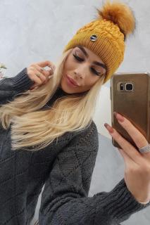 Horčicová dámska čiapka K160 - Uni