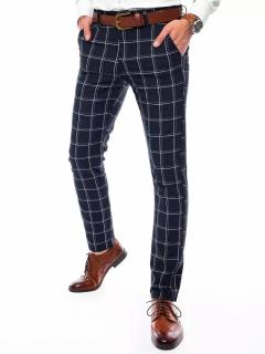 Kárované chino pánske nohavice UX3690 - tmavomodré - 30