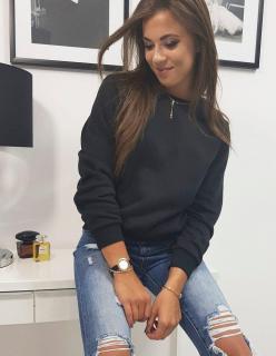 Klasická dámska mikina FASHION II bez kapucne (by0150) - čierna - XL