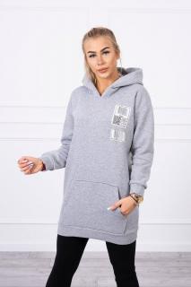 Mikina s kapucňou pre dámy 9147 - sivá - Uni