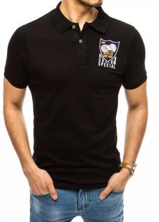 Pánska čierna polokošeľa s výšivkou PX0389 - XL