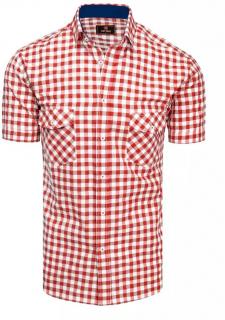 Pánska košeľa s krátkym rukávom KX0954 - bielo-červená - XL