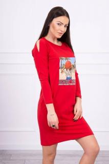 Šaty pre dámy s potlačou Honey girl - červené - Uni