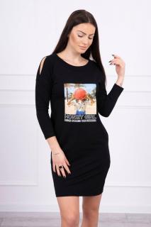 Šaty pre dámy s potlačou Honey girl - čierne - Uni