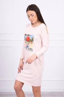 Šaty pre dámy s potlačou Honey girl - púdrovo ružové - Uni