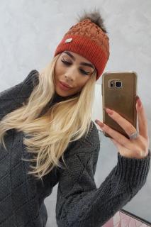 Tehlová dámska čiapka K160 - Uni
