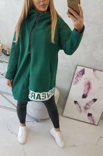 Zateplená dámska mikina so zapínaním na zips 9305 - tmavozelená - Uni