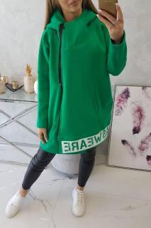 Zateplená dámska mikina so zapínaním na zips 9305 - zelená - Uni