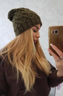 Zimná dámska čiapka K201 - khaki - Uni