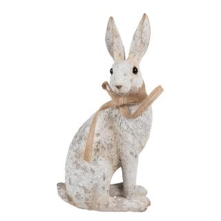 Béžový sediaci králik s mašľou Rabbit Bow