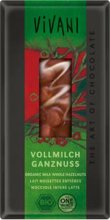 Čokoláda mliečna s celými lieskovými orechami 100g BIO VIVANI