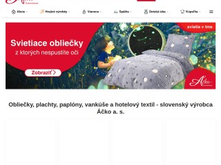 Slovenské obliečky, paplóny, vankúše a plachty | acko.sk