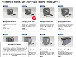 Membránové dúchadlá do ČOV ESOair ENVIRO cena  náhradné diely pre dúchadlo Secoh, Alita, AIRMAC, HIB